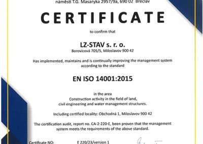 CERTIFIKÁT (SK): EN ISO 14001:2015